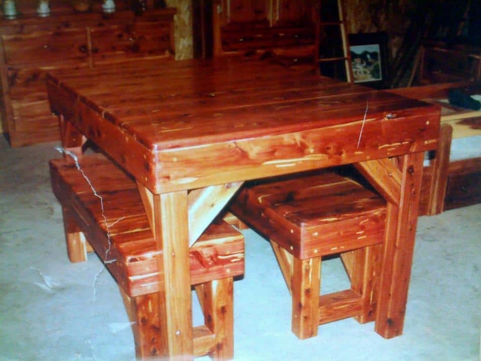 Aromatic Red Cedar Table & Bench