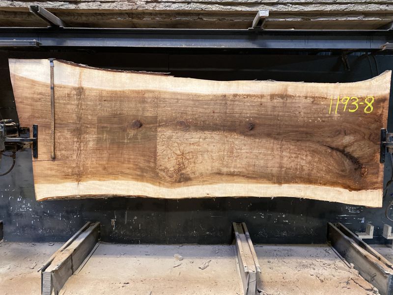 pecan slab 1193-8 rough size 2.5″ x 42-51″ avg. 42″ x 10′ $1750 re-inspection available
