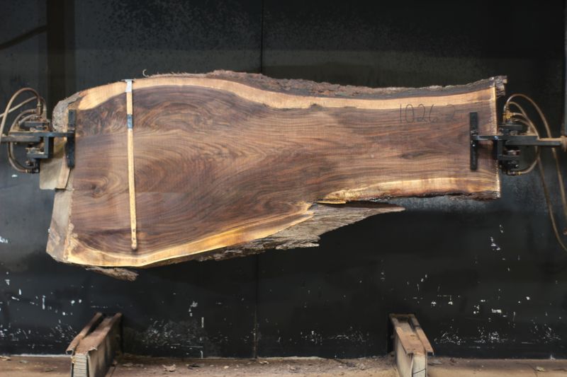 walnut slab 1026-2 rough size 2.5″ x 20-39″ avg. 27″ x 7′ $850 