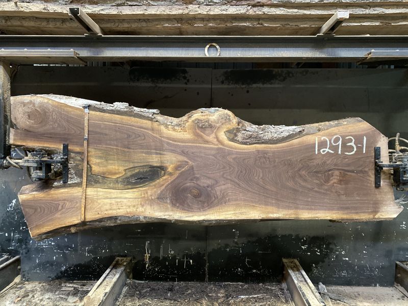 walnut slab 1293-1 rough size 2.5″ x 22-42″ avg. 25″ x 9′ $700