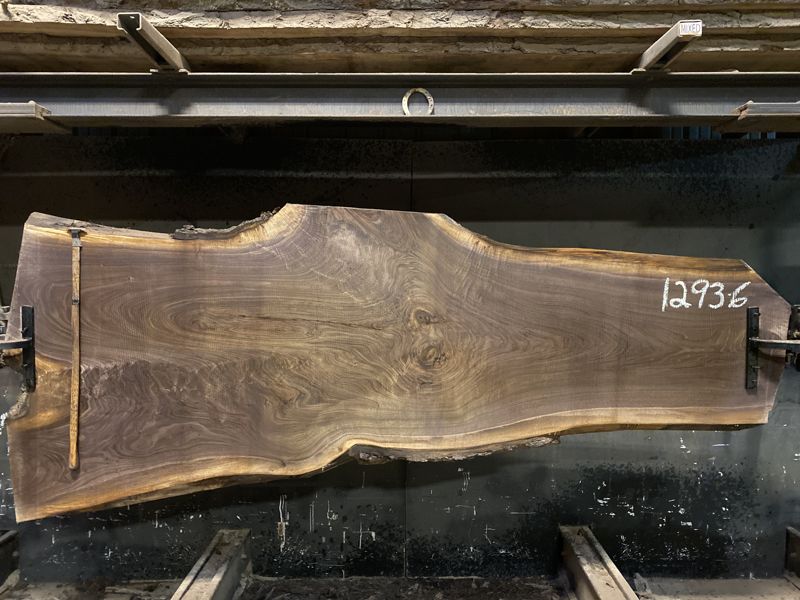 walnut slab 1293-6 rough size 2.5″ x 23-43″ avg. 28″ x 9′ $800