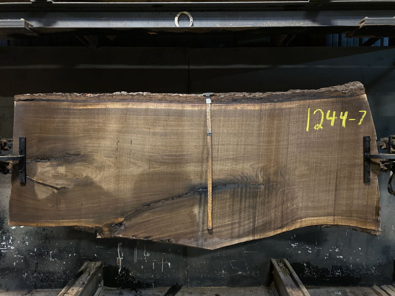 walnut slab 1244-7 rough size 2.5″ x 33-39″ avg. 5″ x 8′ $1700
