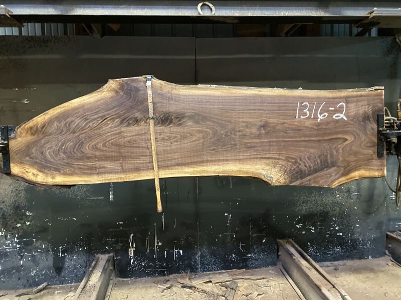 walnut slab 1316-2 rough size 2″ x 16-27″ avg. 25″ x 8′ $750