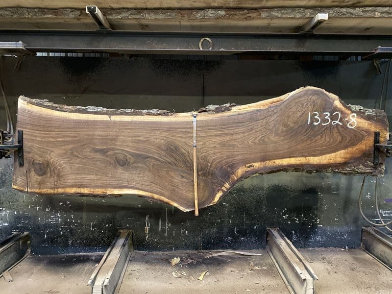 walnut slab 1332-8 rough size 2″ x 12-35″ avg. 28″ x 10′