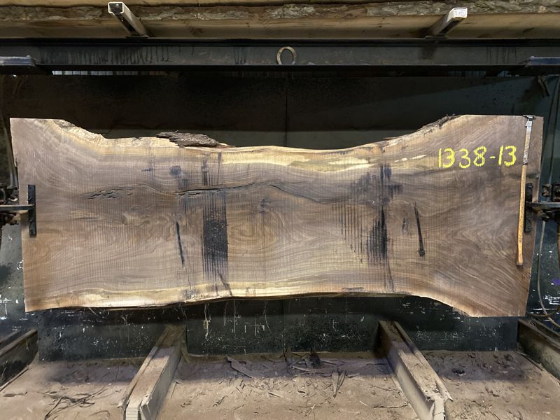 Walnut slab 1338-13 rough size 2.5″ x 35-50″ avg. 37″ x 10′ $1900