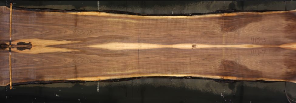 walnut 1112-7&8 book-match simulation, approx. size 2″ x 38″ x 17′ Both Rough Slabs $3300
Sale pend 23-3054