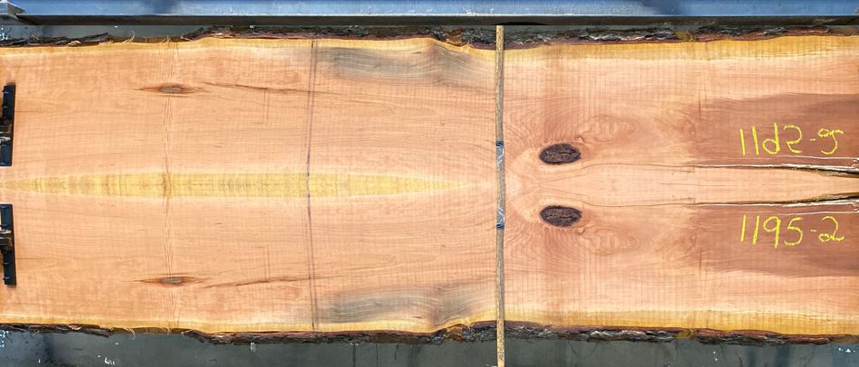 cherry 1195-1&2 book-match simulation, approx. size 2″ x 38″ x 10′ Both Rough Slabs $1550 
