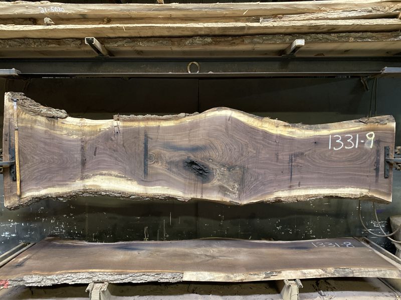 walnut slab 1331-9 rough size 2.5″ x 25-36″ avg. 28″ x 12′ $1350 