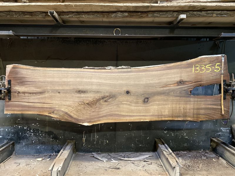 walnut slab 1335-5  rough size 2.5″ x 28-39″ avg. 32″ x 11′ * Reinspection available