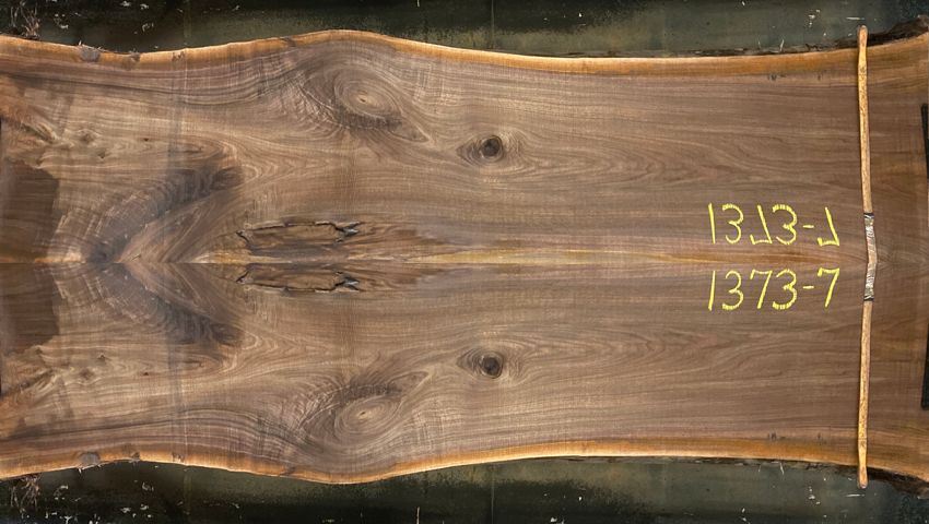 walnut slabs 1373-7&8 book-match simulation, approx. size 2″ x 52″ x 10′ Both Rough Slabs $2850