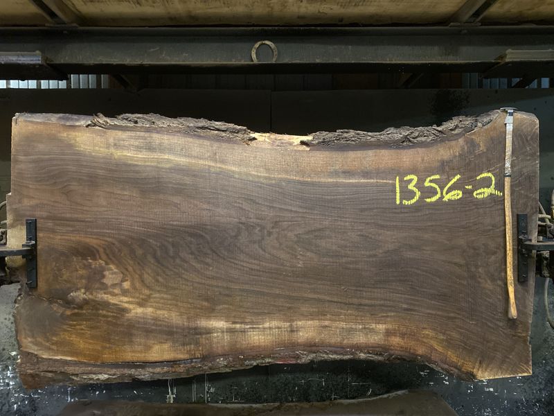 walnut slab 1356-2 rough size 2.5″ x 35-47″ avg. 32″ x 7′ $1400