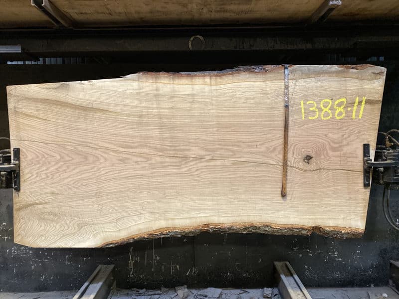 white oak slab 1388-11 rough size 2.5″ x 41-47″ avg. 44″ x 8′ $1350