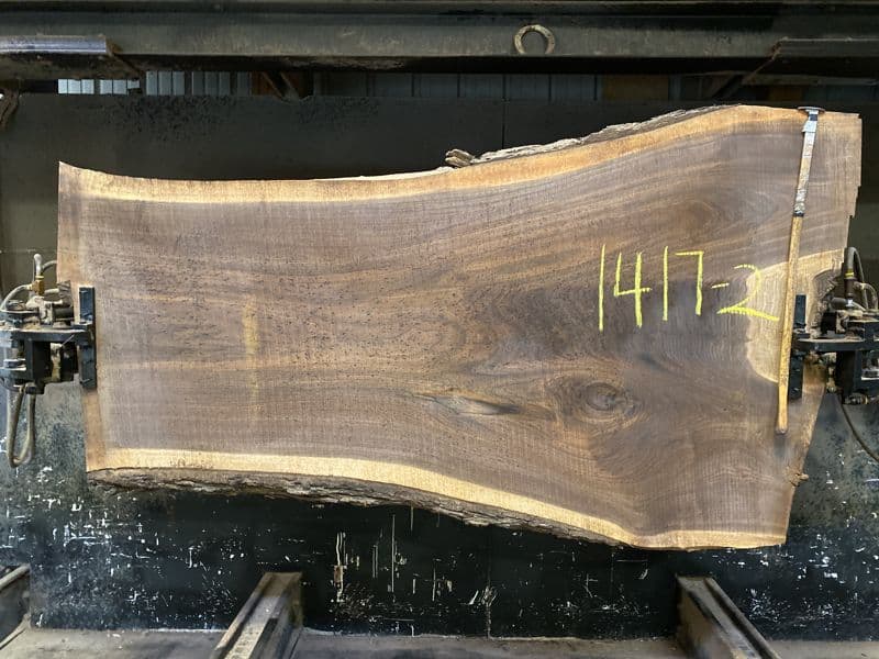 walnut slab 1417-2 rough size 2.5″ x 34-51″ avg. 41″ x 7′ $1500