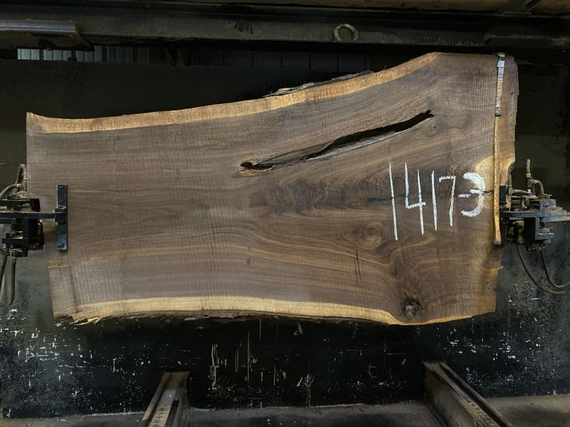 walnut slab 1417-3 rough size 2.5″ x 36-52″ avg. 42″ x 7′ $1900