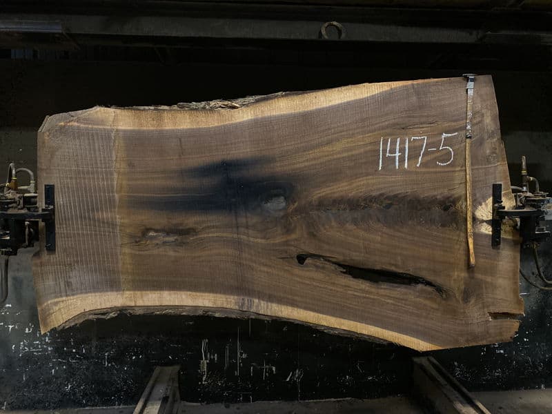 walnut slab 1417-5 rough size 2.5″ x 36-53″ avg. 43″ x 7′ $2050