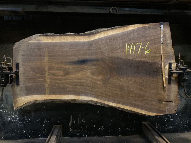 walnut slab 1417-6 rough size 2.5″ x 34-53″ avg. 42″ x 7′ $2250