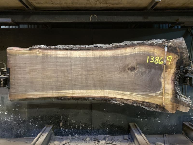 walnut slab 1386-9 rough size 2.5″ x 26-36″ avg. 29″ x 8′ $1200