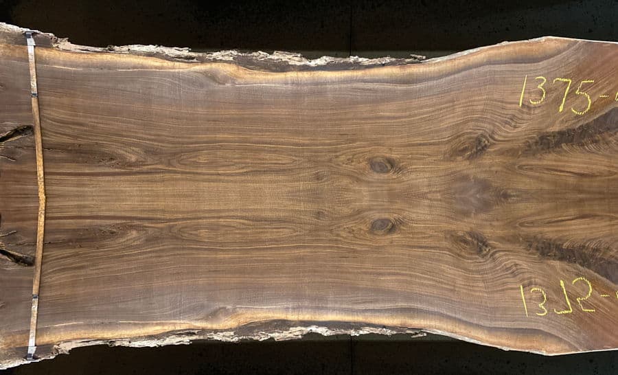 walnut slabs 1375-3&4 book-match simulation, approx. size 2″ x 48″ x 10′ Both Rough Slabs $3000 