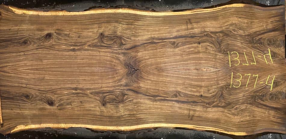 walnut slabs 1377-3&4 book-match simulation, approx. size 2″ x 55″ x 12′ Both Rough Slabs $3500