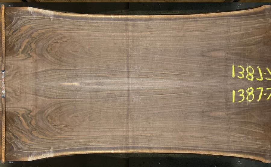 walnut slabs 1387-7&8 book-match simulation, approx. size 2″ x 50″ x 9′ Both Rough Slabs $2500