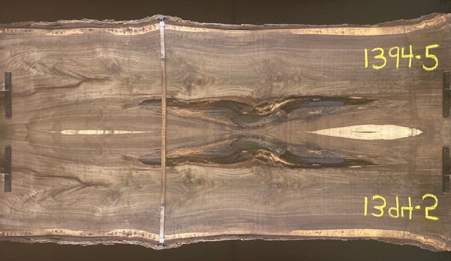 walnut slabs 1394-5&6 book-match simulation, approx. size 2″ x 54″ x 10′ Both Rough Slabs $2900