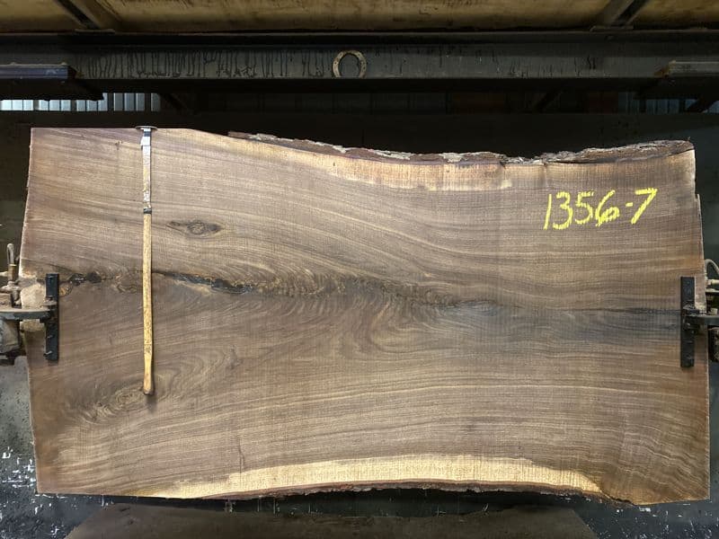walnut slab 1356-7 rough size 2.5″ x 43-51″ avg. 45″ x 7′ $2150 