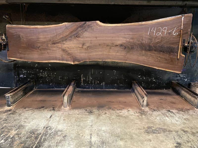 walnut slab 1429-6 rough size 2″ x 29-49″ avg. 35″ x 12′ $1600