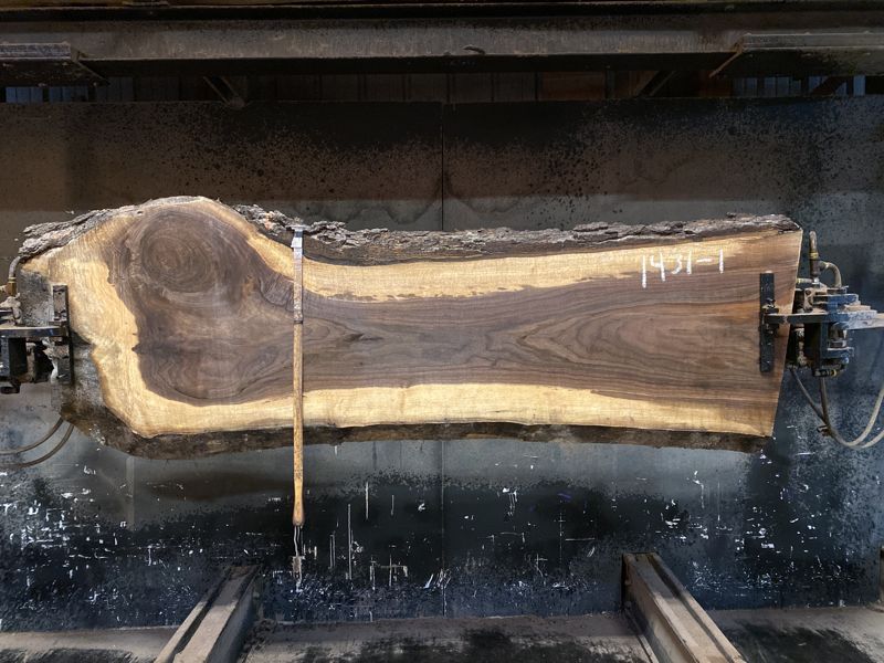 walnut slab 1431-1 rough size 2.5″ x 20-29″ avg. 23″ x 6′ $600