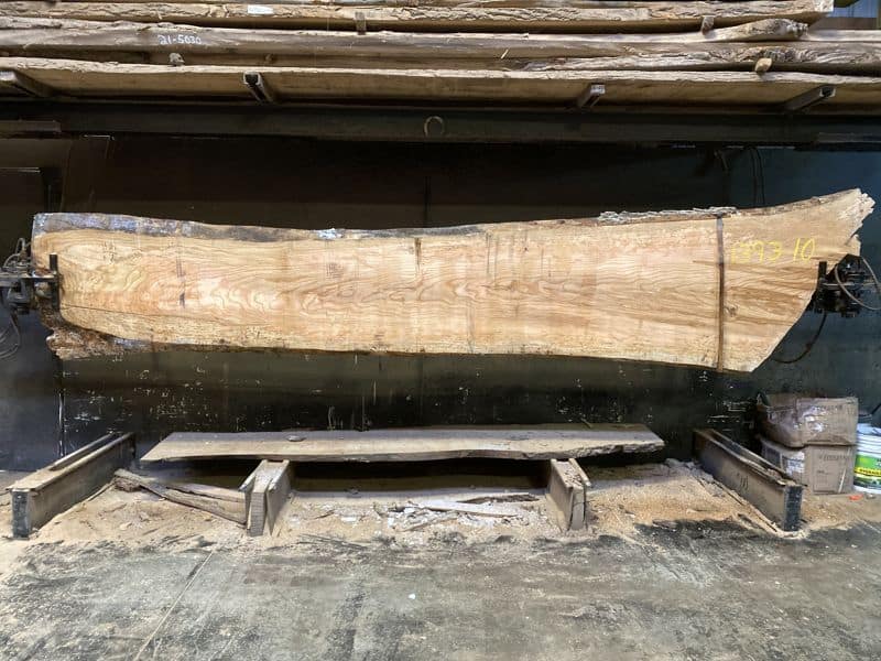 ash slab 1393-10 rough size 1.75″ x 24-36″ avg. 27″ x 15′ $950 (note thickness of this slab)