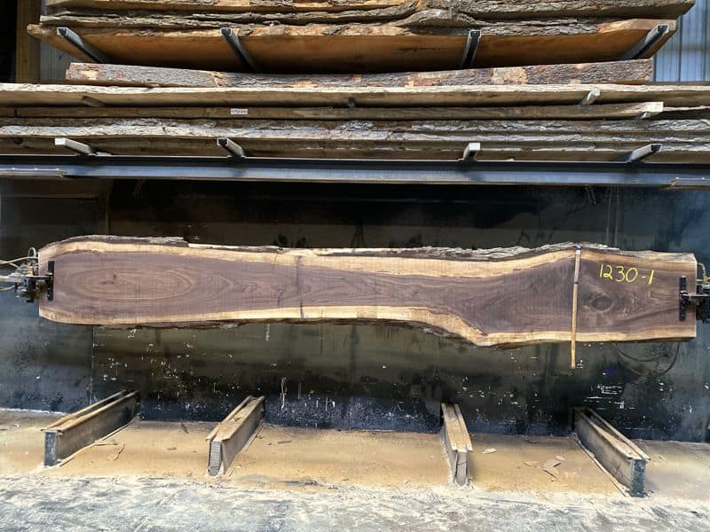 walnut slab 1230-1 rough size 2.5″ x 18-25″ avg. 20″ x 16′ $1250