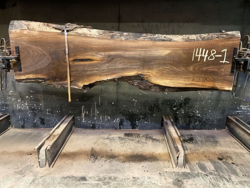 walnut slab 1448-1 rough size 2.5″ x 17-27″ avg. 23″ x 9′ 