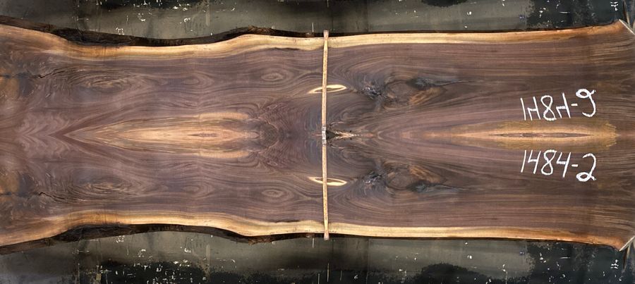 walnut slabs 1484-1&2 book-match simulation, approx. size 2″ x 40″ x 14′ Both Rough Slabs $2400