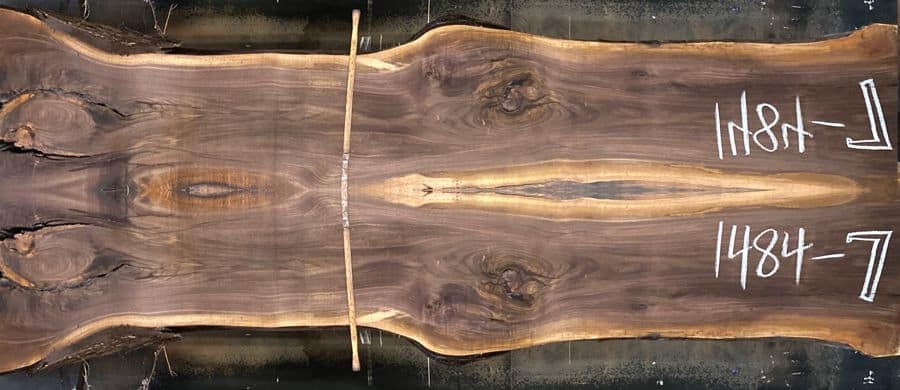 walnut slabs 1484-7&8 book-match simulation, approx. size 2″ x 39″ x 14′ Both Rough Slabs $2350