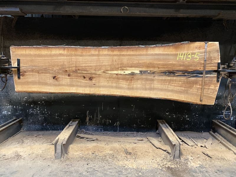 hickory slab 1413-5 rough size 2.5″ x 26-39″ avg. 29″ x 10′ $875