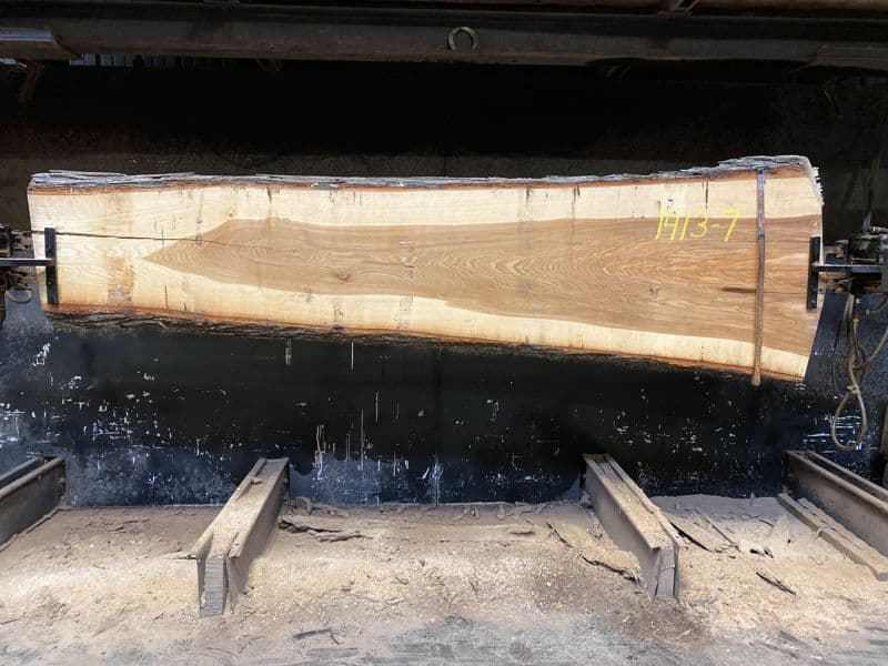 hickory slab 1413-7 rough size 2.5″ x 17-32″ avg. 24″ x 10′ $750