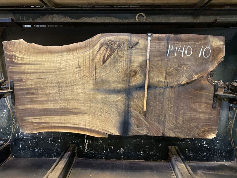 walnut slab 1440-10 rough size 2.5″ x 43-51″ avg. 48″ x 8′ $3600