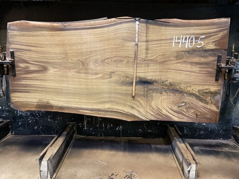 walnut slab 1440-5 rough size 2.5″ x 43-50″ avg. 47″ x 8′ $3500
