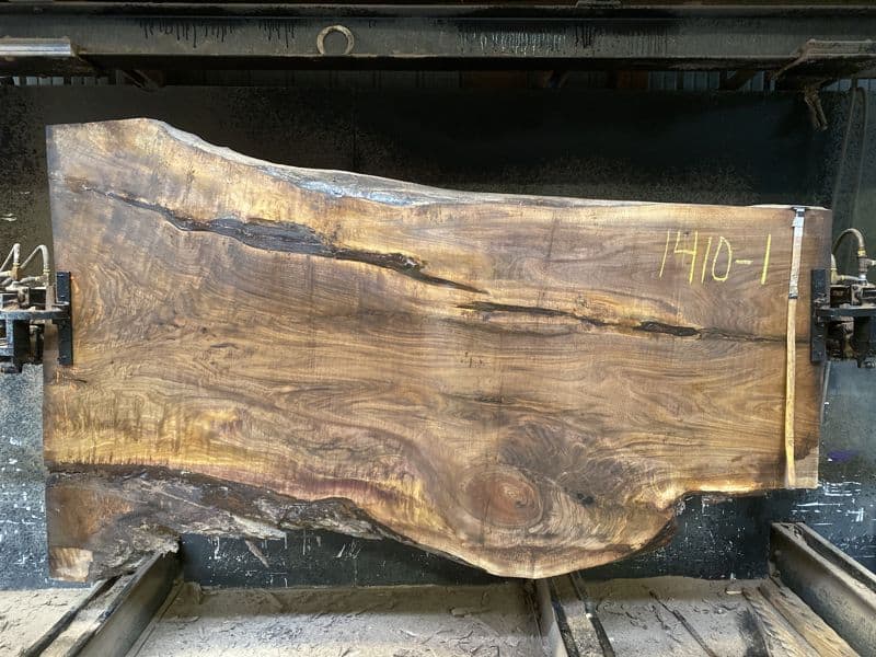walnut slab 1410-1 rough size 2.5″ x 37-60″ avg. 47″ x 8′ $2400