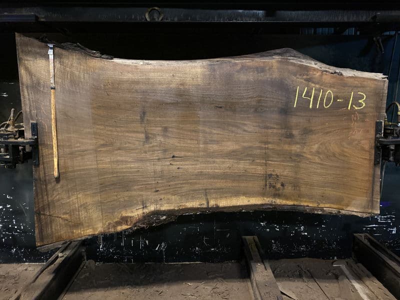 walnut slab 1410-13 rough size 2.5″ x 38-56″ avg. 45″ x 8′ $2700