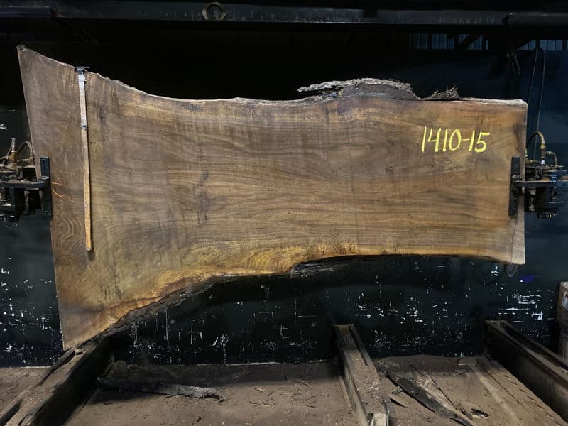walnut slab 1410-15 rough size 2.5″ x 32-57″ avg. 37″ x 8′ $2100