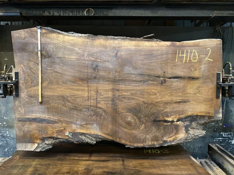 walnut slab 1410-2 rough size 2.5″ x 37-60″ avg. 50″ x 8′ $2650 