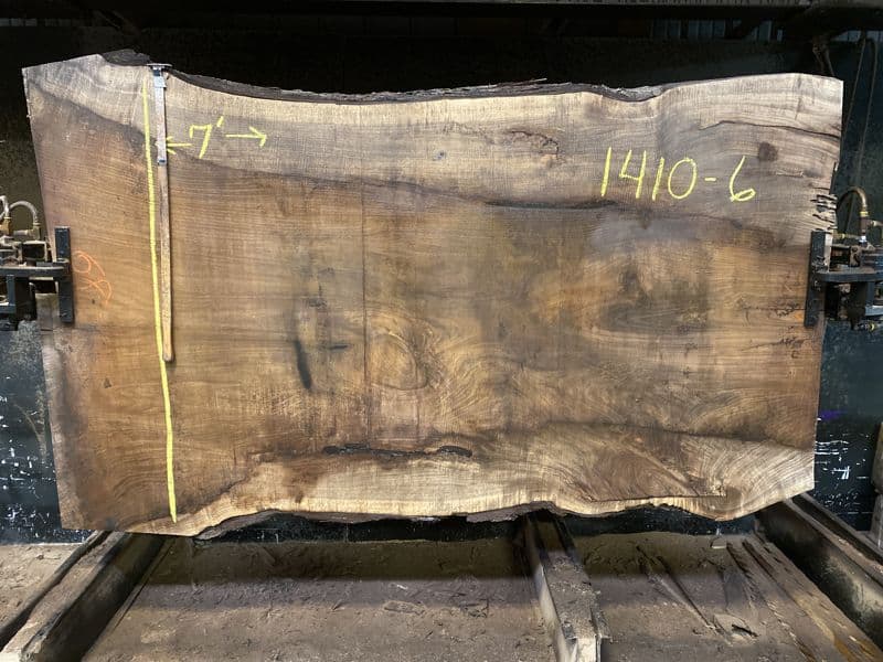 walnut slab 1410-6 rough size 2.5″ x 53-62″ avg. 55″ x 8′ $3400