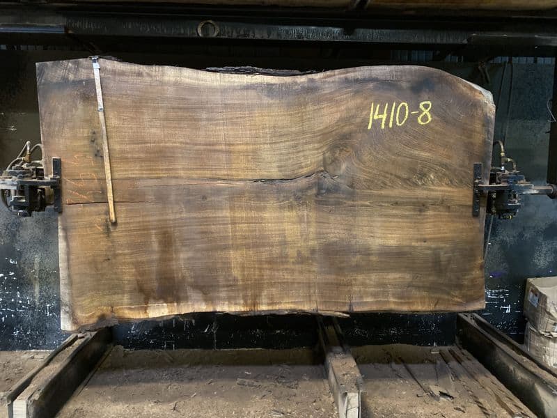 walnut slab 1410-8 rough size 2.5″ x 53-60″ avg. 56″ x 8′ $3600