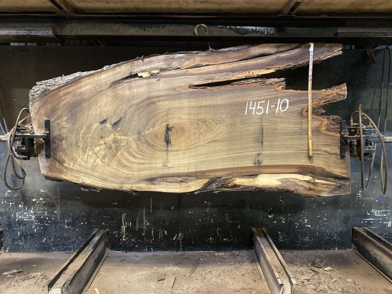 walnut slab 1451-10 rough size 2.5″ x 29-49″ avg. 40″ x 6′ $950