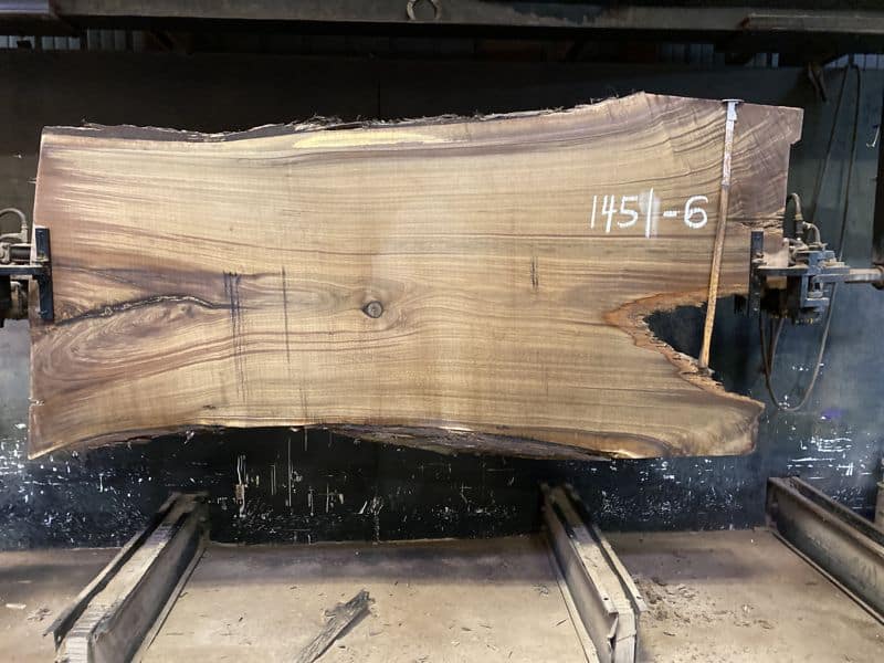 walnut slab 1451-6 rough size 2.5″ x 38-50″ avg. 40″ x 8′ $1600