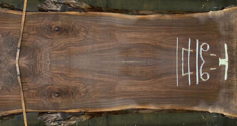 walnut slabs 1416-7&8 book-match simulation, approx. size 2″ x 32″ x 9′ Both Rough Slabs $2350