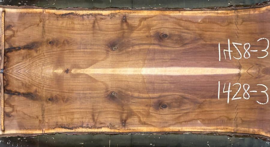walnut slabs 1428-2&3 book-match simulation, approx. size 2″ x 48″ x 10′ Both Rough Slabs $2950