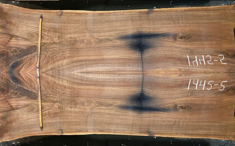 walnut slabs 1445-4&5 book-match simulation, approx. size 2″ x 60″ x 10′ Both Rough Slabs $2850