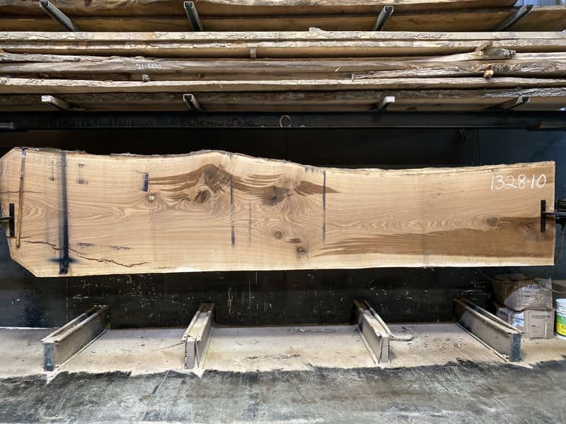 white oak slab 1328-10 rough size 2.5″ x 37-47″ avg. 40″ x 17′ $2150