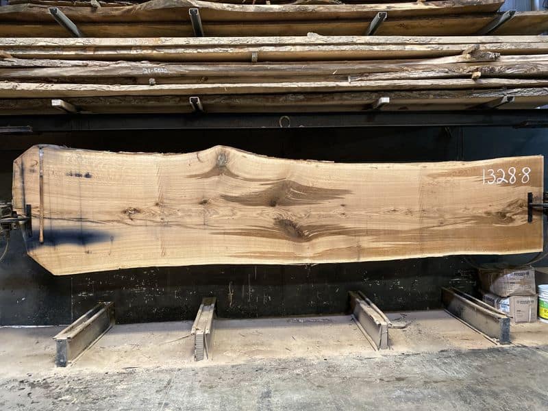 white oak slab 1328-8 rough size 2.5″ x 38-48″ avg. 41″ x 17′ $2400